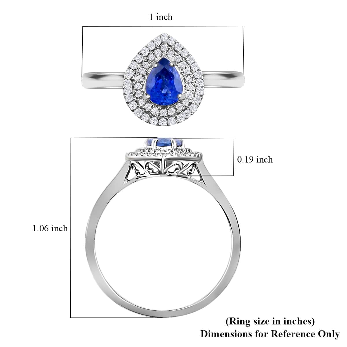 Iliana 18K White Gold AAA Royal Ceylon Sapphire and G-H SI Diamond Double Halo Ring (Size 7.0) 1.25 ctw image number 4