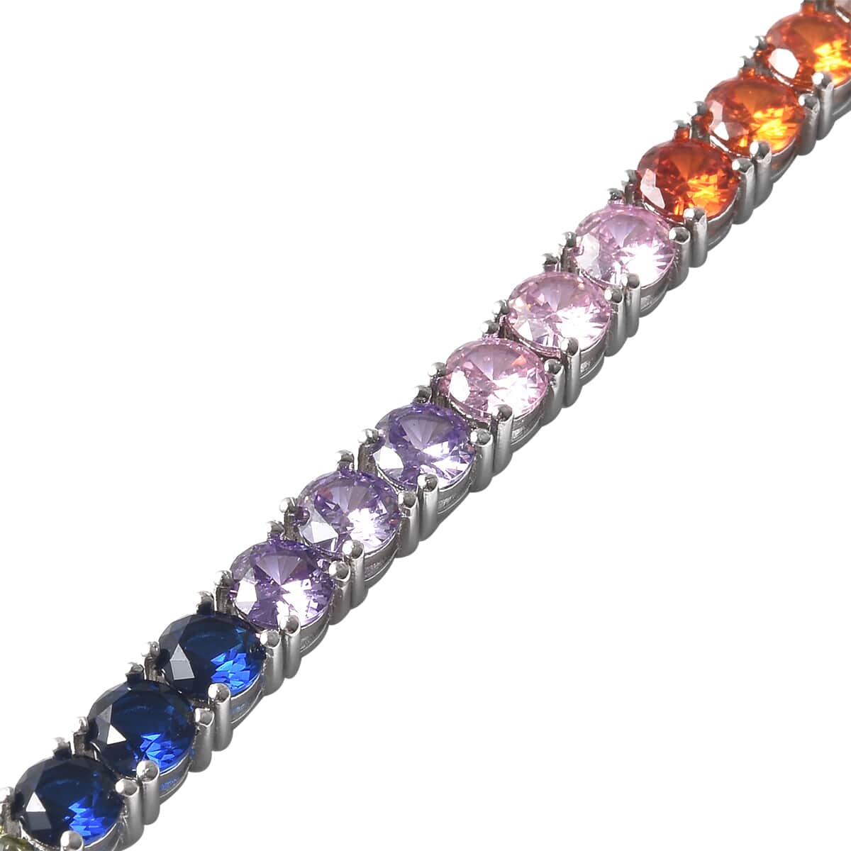 Lustro Stella Finest Multi Color CZ Tennis Bracelet in Sterling Silver (6.50 In) 12.00 ctw image number 3