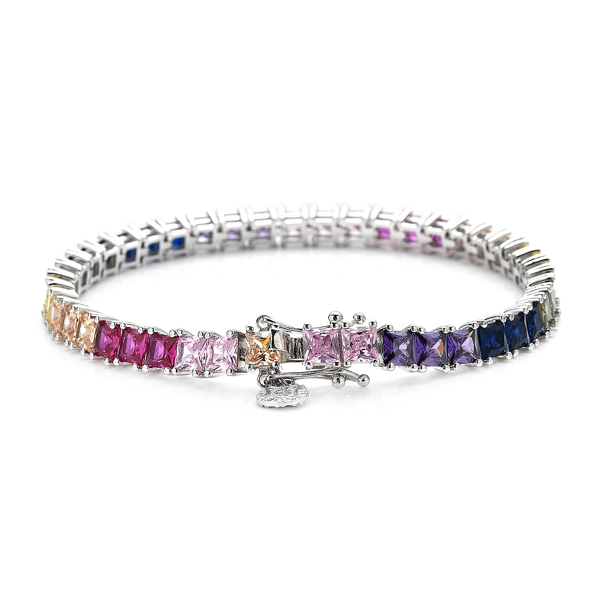LUSTRO STELLA  Premium Multii Color Cubic Zirconia Tennis Bracelet in Sterling Silver (6.50 In) 11.20 Grams 21.00 image number 1