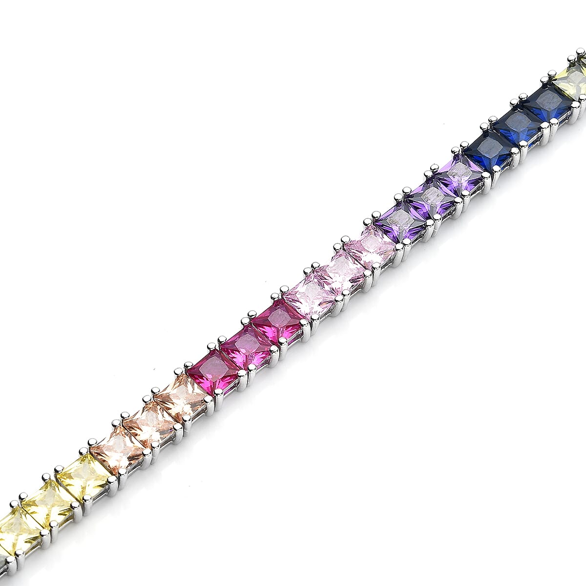 LUSTRO STELLA  Premium Multii Color Cubic Zirconia Tennis Bracelet in Sterling Silver (6.50 In) 11.20 Grams 21.00 image number 2