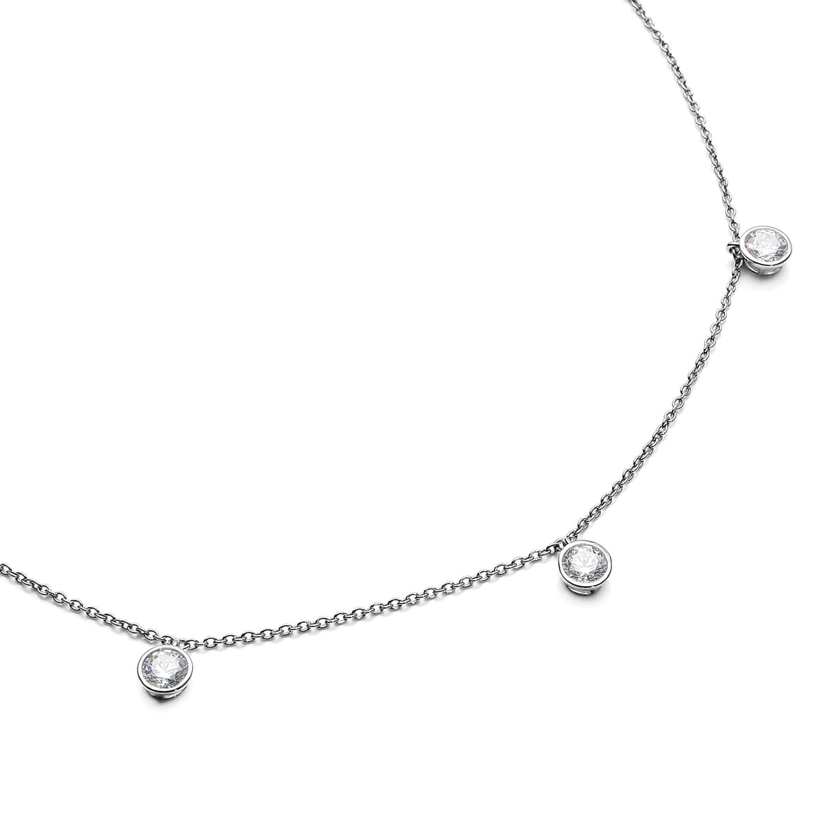LUSTRO STELLA AAA Premium Cubic Zirconia Station Necklace (18 Inches) in Sterling Silver 3.25 ctw image number 2