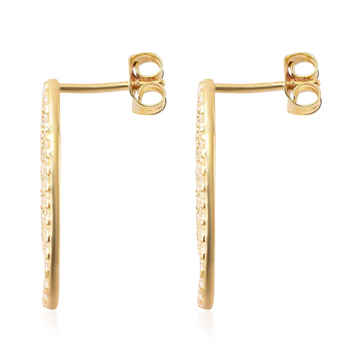 Moissanite Paper Clip Earrings in Vermeil Yellow Gold Over Sterling Silver 1.25 ctw image number 2