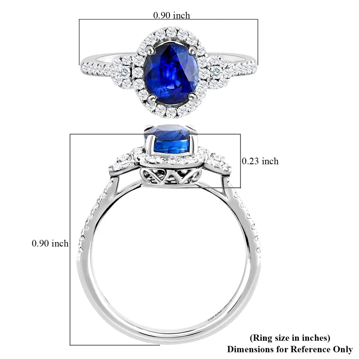 RHAPSODY 950 Platinum AAAA Ceylon Sapphire, Diamond (E-F, VS) (0.40 cts) Halo Ring (4.55 g) 2.00 ctw image number 4