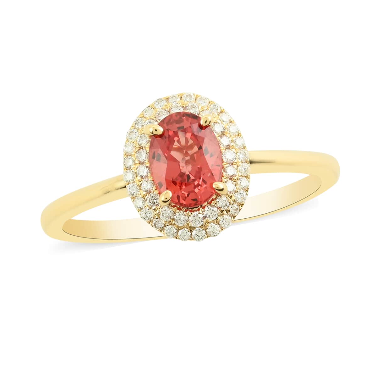 ILIANA 18K Yellow Gold AAA Songea Sapphire and Diamond G-H SI Double Halo Ring 3.46 Grams 1.25 ctw image number 0