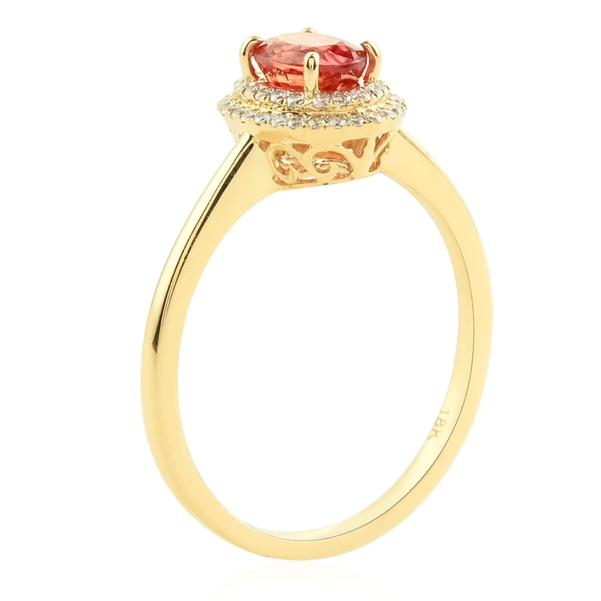 Iliana 18K Yellow Gold AAA Songea Sapphire and G-H SI Diamond Double Halo Ring (Size 6.0) 3.45 Grams 1.25 ctw image number 2