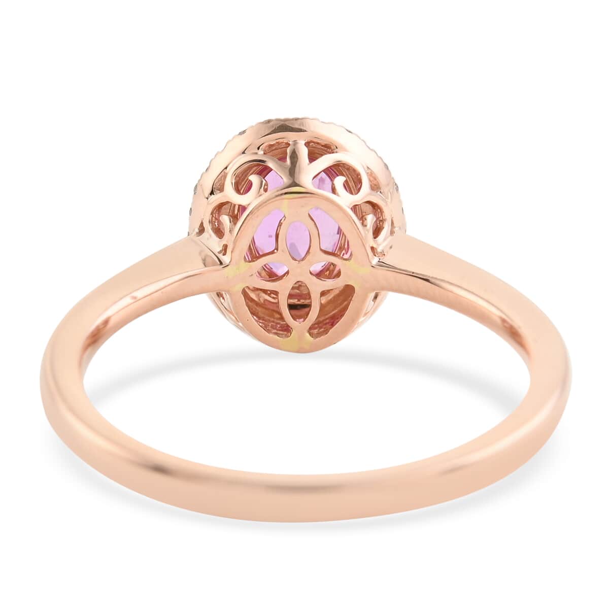 Iliana 18K Rose Gold AAA Madagascar Pink Sapphire and G-H SI Diamond Double Halo Ring (Size 7.0) 1.15 ctw image number 3