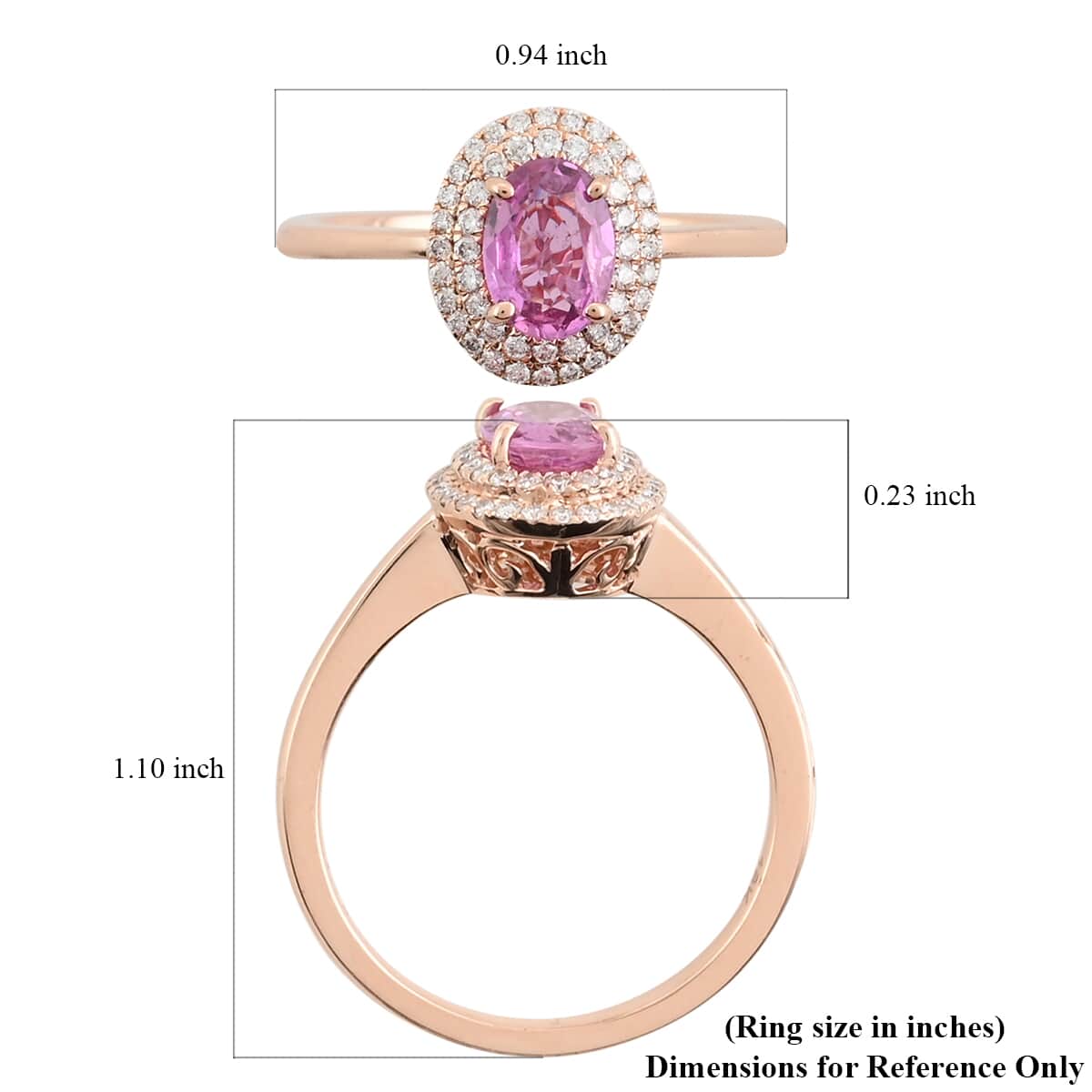 Iliana 18K Rose Gold AAA Madagascar Pink Sapphire and G-H SI Diamond Double Halo Ring (Size 7.0) 1.15 ctw image number 4