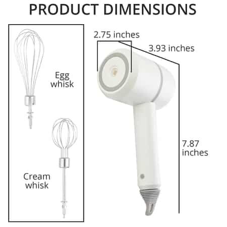 Shop LC Homesmart Home Room Decor White Portable and Cordless USB Rechargeable Handheld Mixer Gifts, Size: 3.93 x 2.75 x 7.87