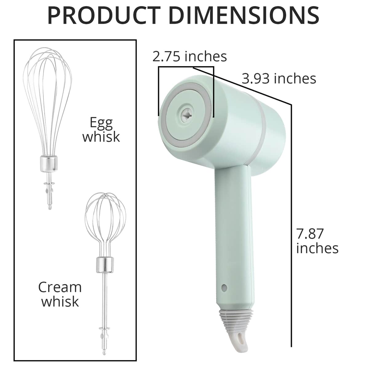 Homesmart Green Portable and Cordless USB Rechargeable Hand Mixer (1200 mAh) image number 3