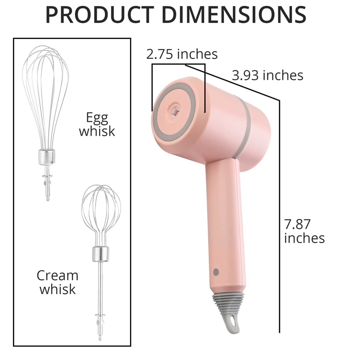 Homesmart Pink Portable and Cordless USB Rechargeable Hand Mixer (1200 mAh) image number 3