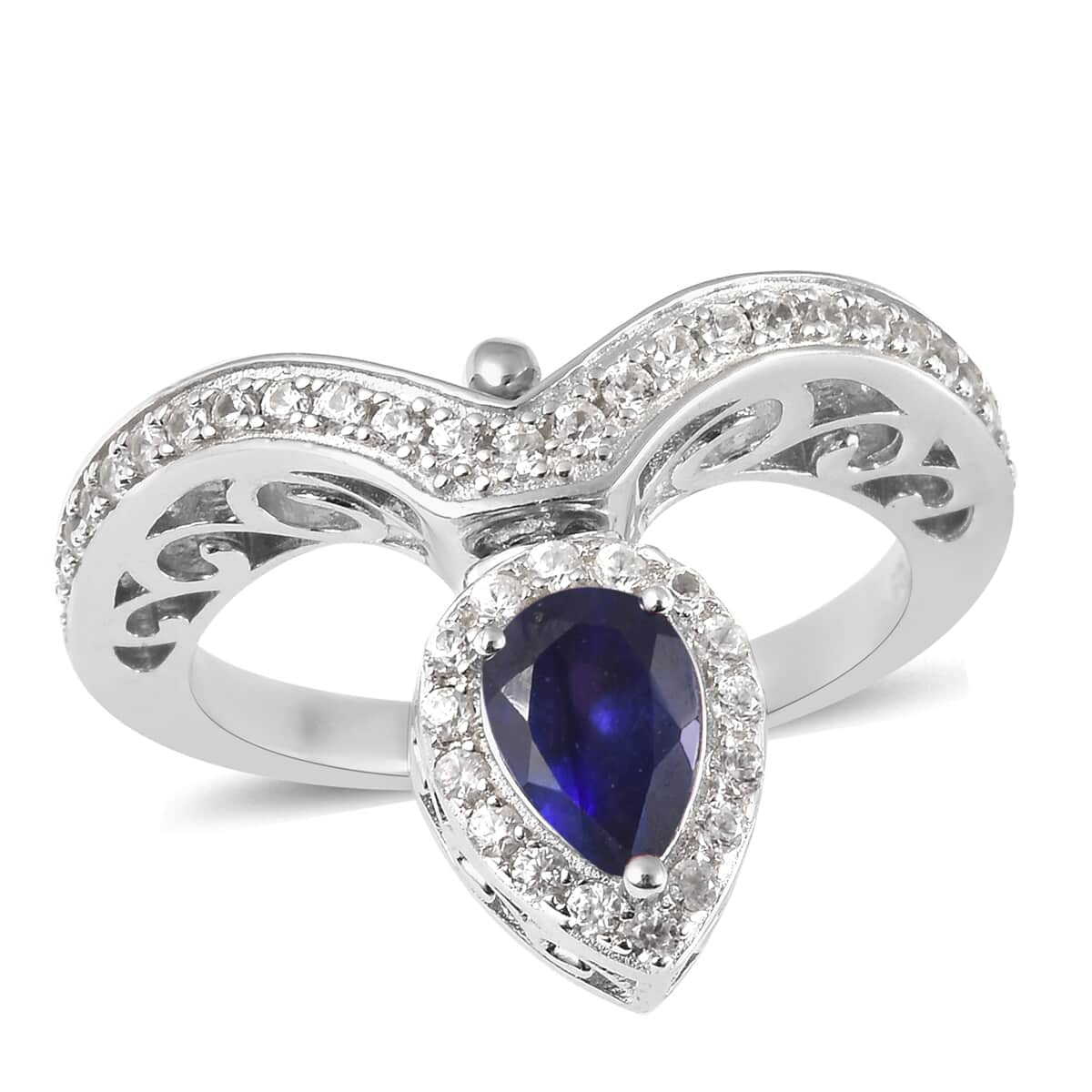 Niassa Ruby, Masoala Sapphire and Natural White Zircon Ring in Rhodium Over Sterling Silver (Size 5.0) 2.90 ctw image number 3