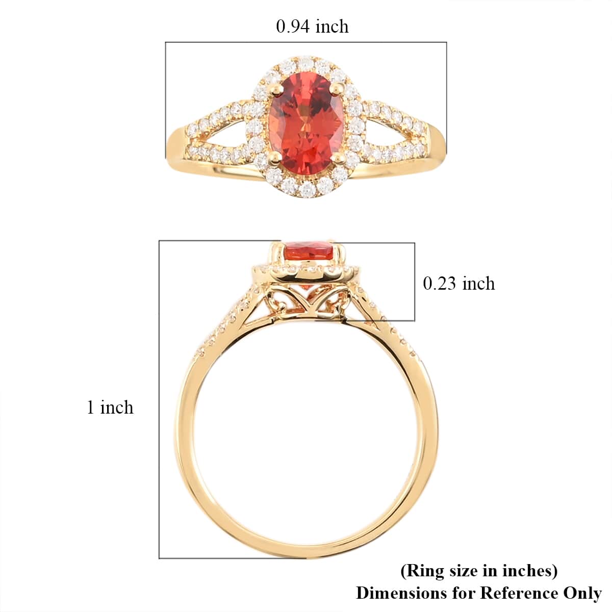 Iliana 18K Yellow Gold AAA Red Sapphire and G-H SI Diamond Halo Ring (Size 6.0) 1.30 ctw image number 4