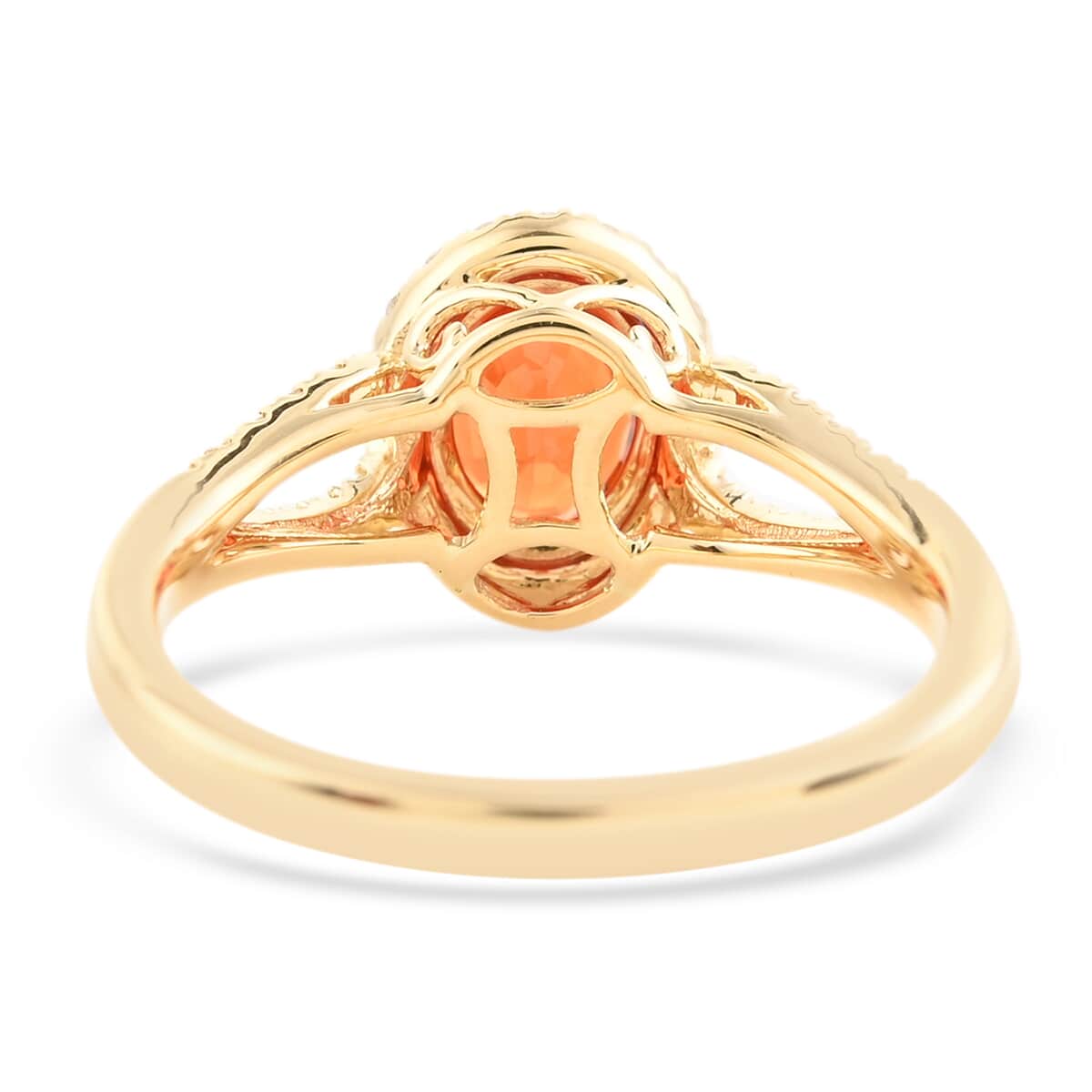 Iliana 18K Yellow Gold AAA Red Sapphire and G-H SI Diamond Halo Ring (Size 7.0) 1.30 ctw image number 3