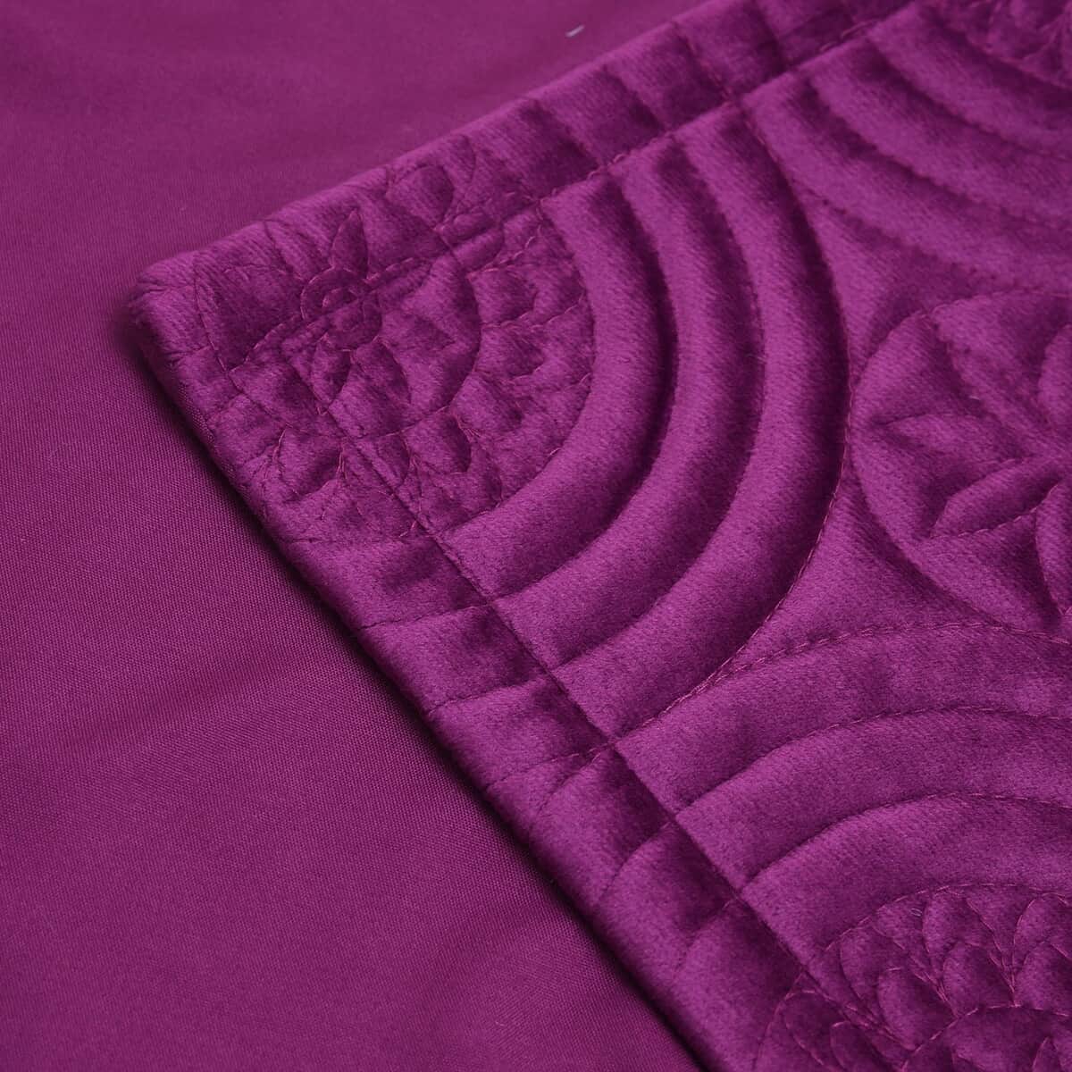 Homesmart Magenta Purple Quilted Stitching Pattern Microfiber Quilt and Pillow Cover - Queen image number 5