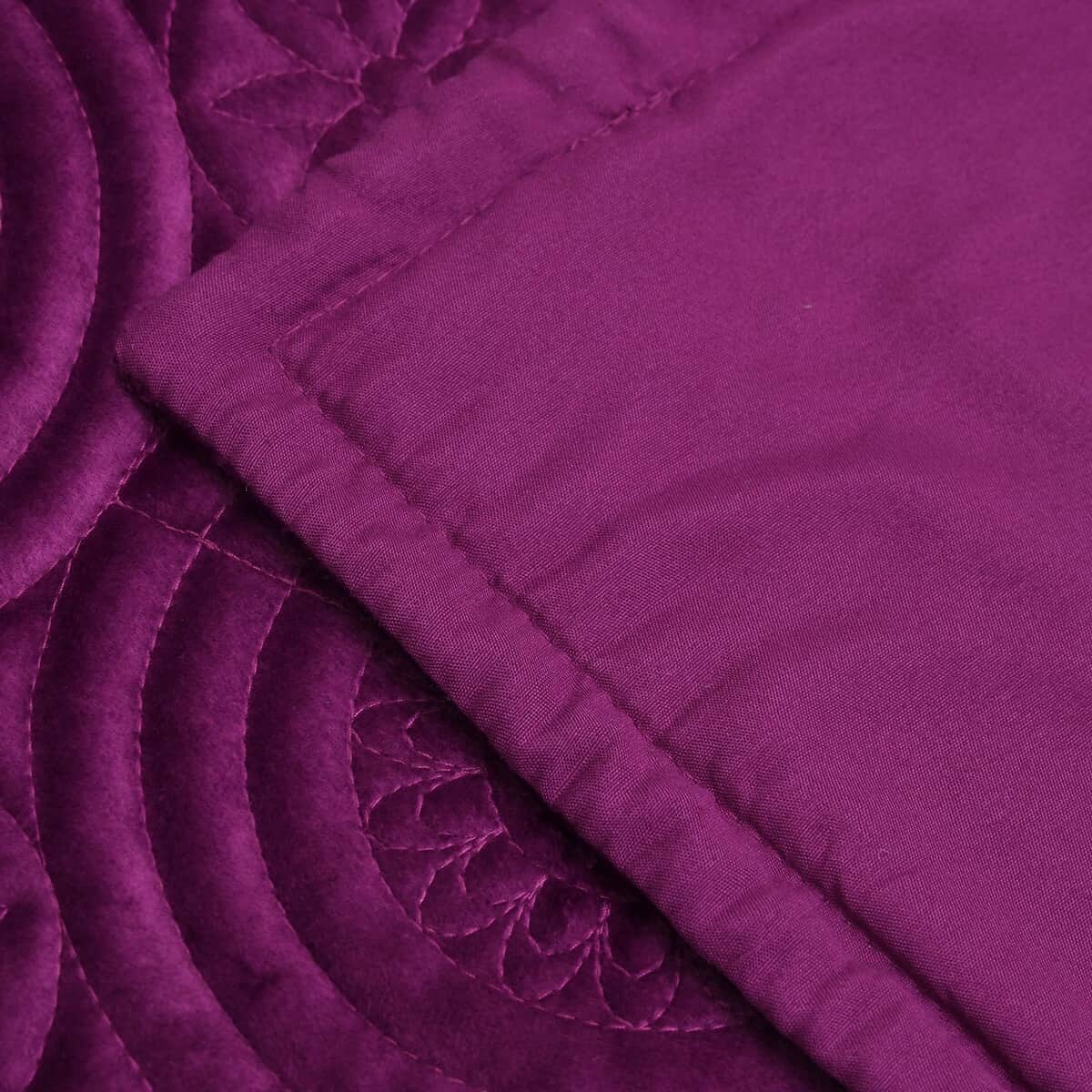 Homesmart Magenta Purple Quilted Stitching Pattern Microfiber Quilt and Pillow Cover - Queen image number 6