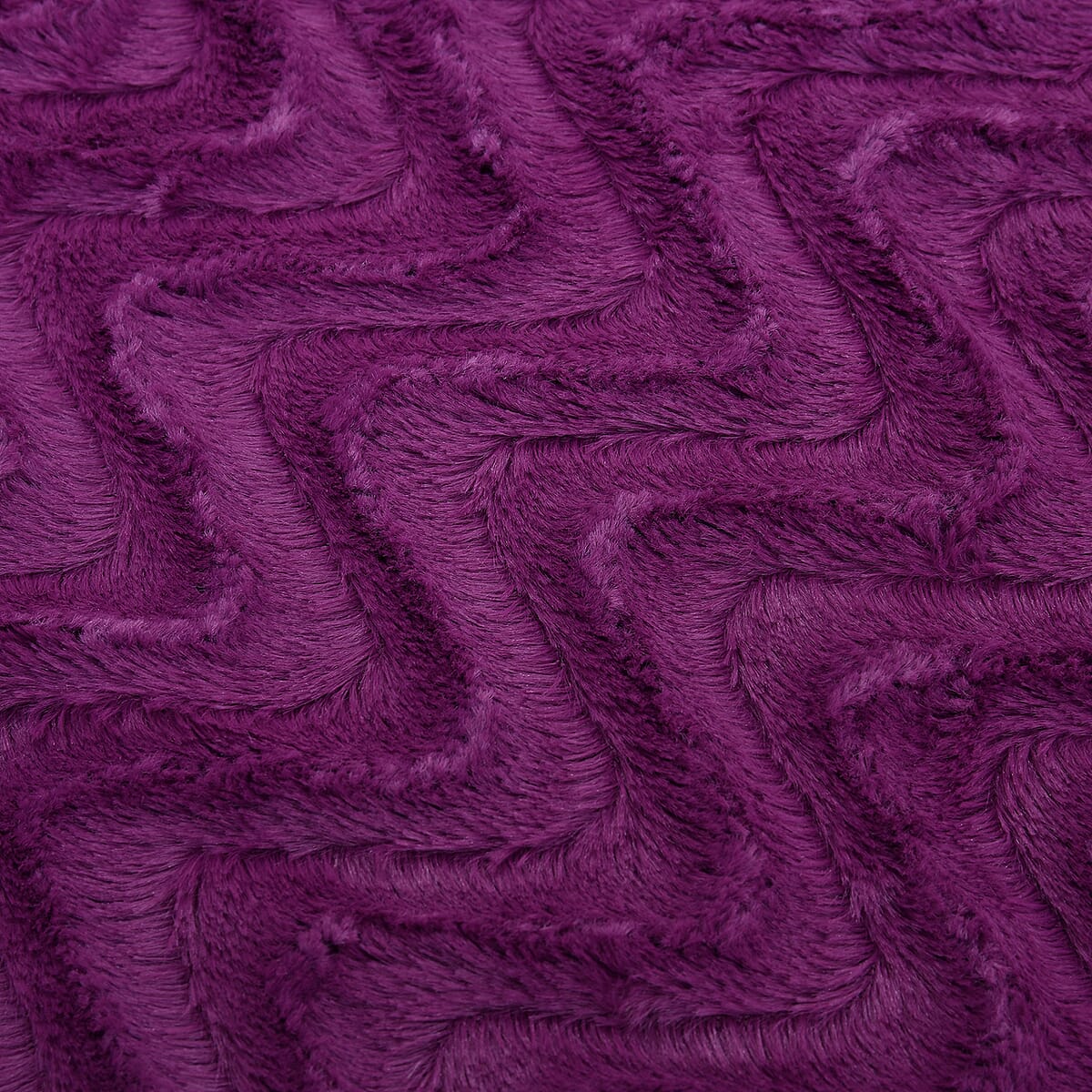 Homesmart Purple Color Wave Pattern Brushed Rabbit Hair and Sherpa Reversible Blanket image number 1