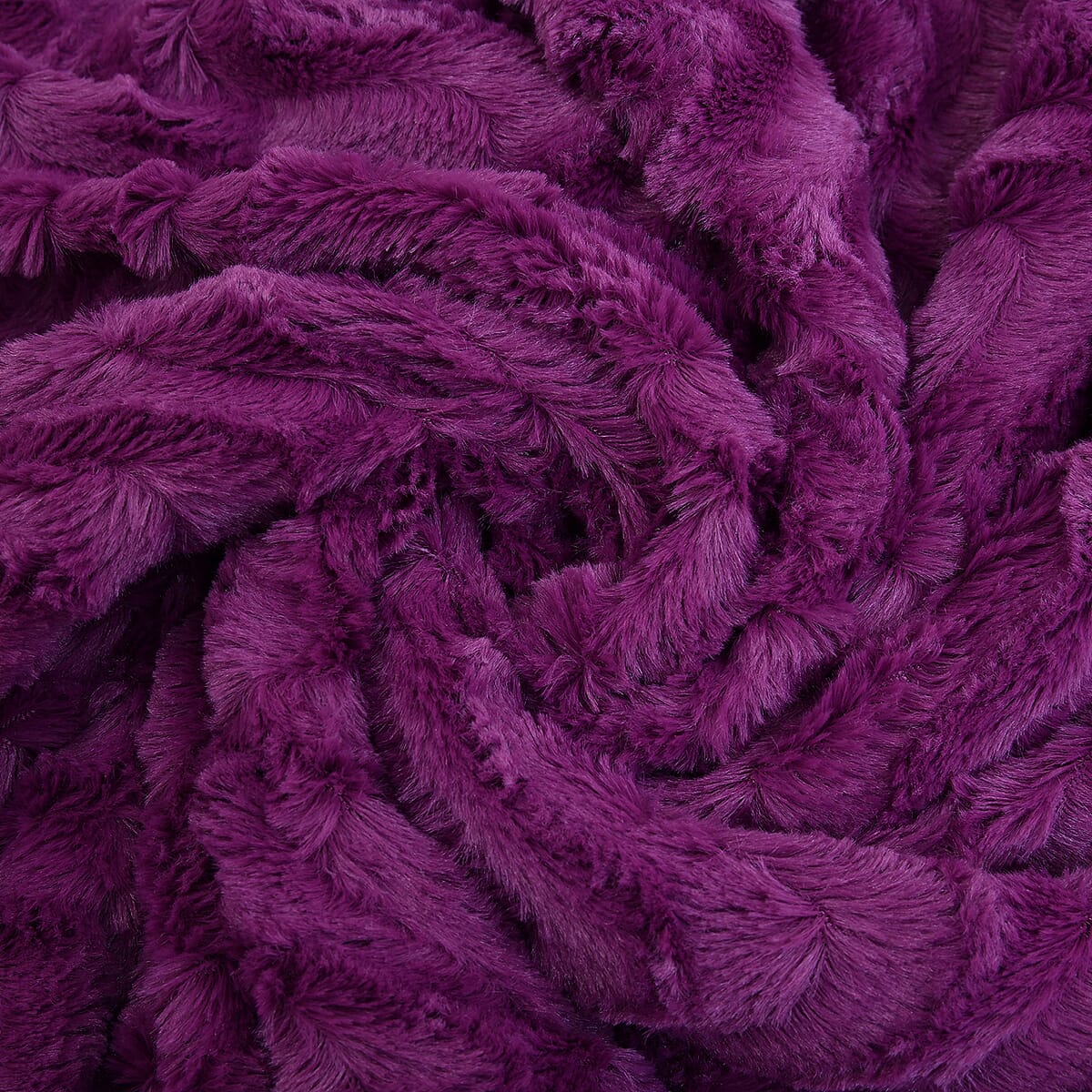 Homesmart Purple Color Wave Pattern Brushed Rabbit Hair and Sherpa Reversible Blanket image number 5
