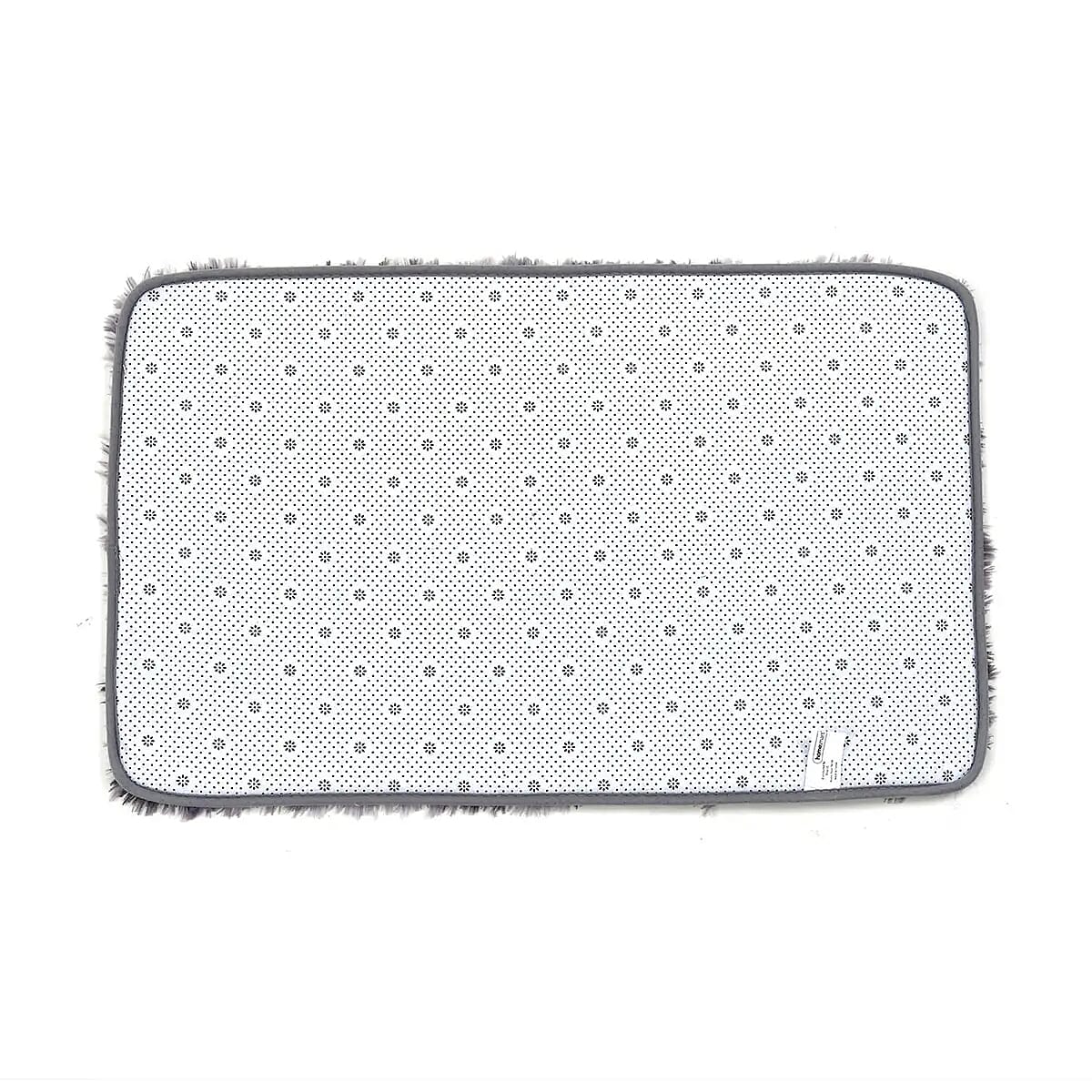 Homesmart Set of 2 Gray Gradient Rectangle Plushmat and U Shape Plush Mat, Anti-Skid Dots Handwash Bathroom Rug Bath Mat, Non Slip Bathroom Rug image number 4