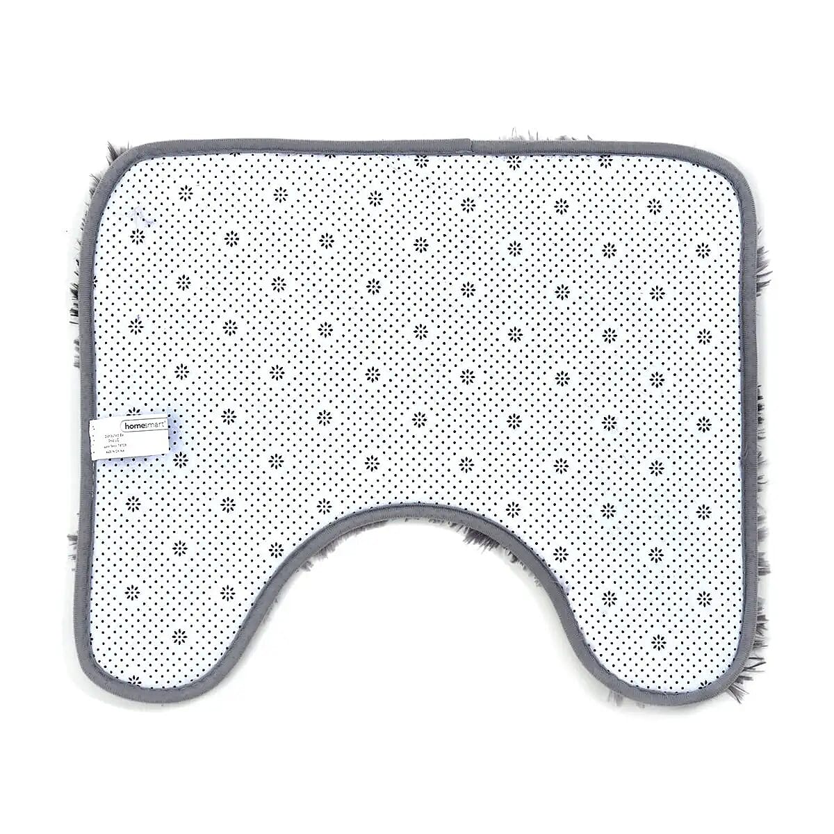 Homesmart Set of 2 Gray Gradient Rectangle Plushmat and U Shape Plush Mat, Anti-Skid Dots Handwash Bathroom Rug Bath Mat, Non Slip Bathroom Rug image number 5