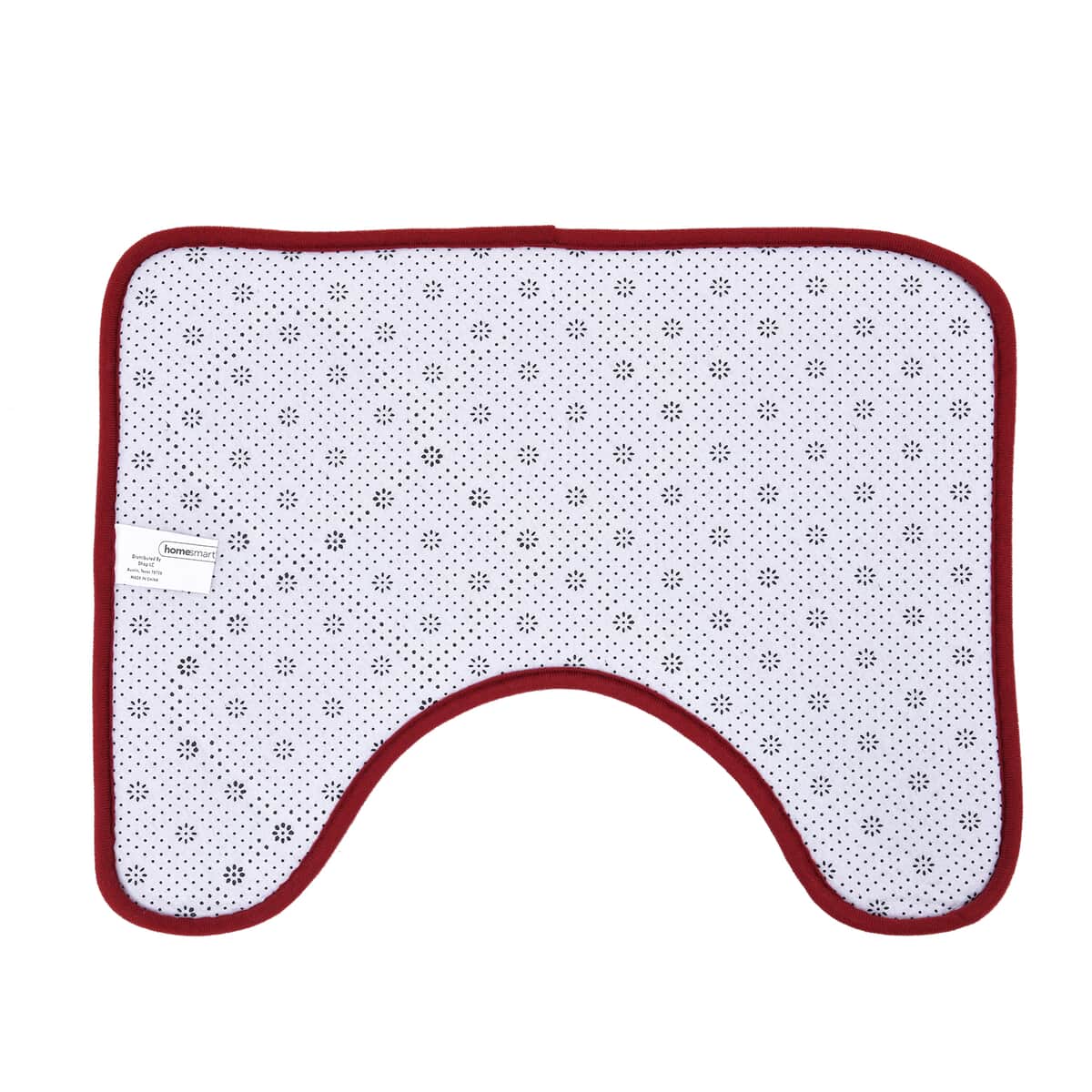 Red Embossed Flannel Rectangular Bathmat and Contour Toilet Mat image number 5