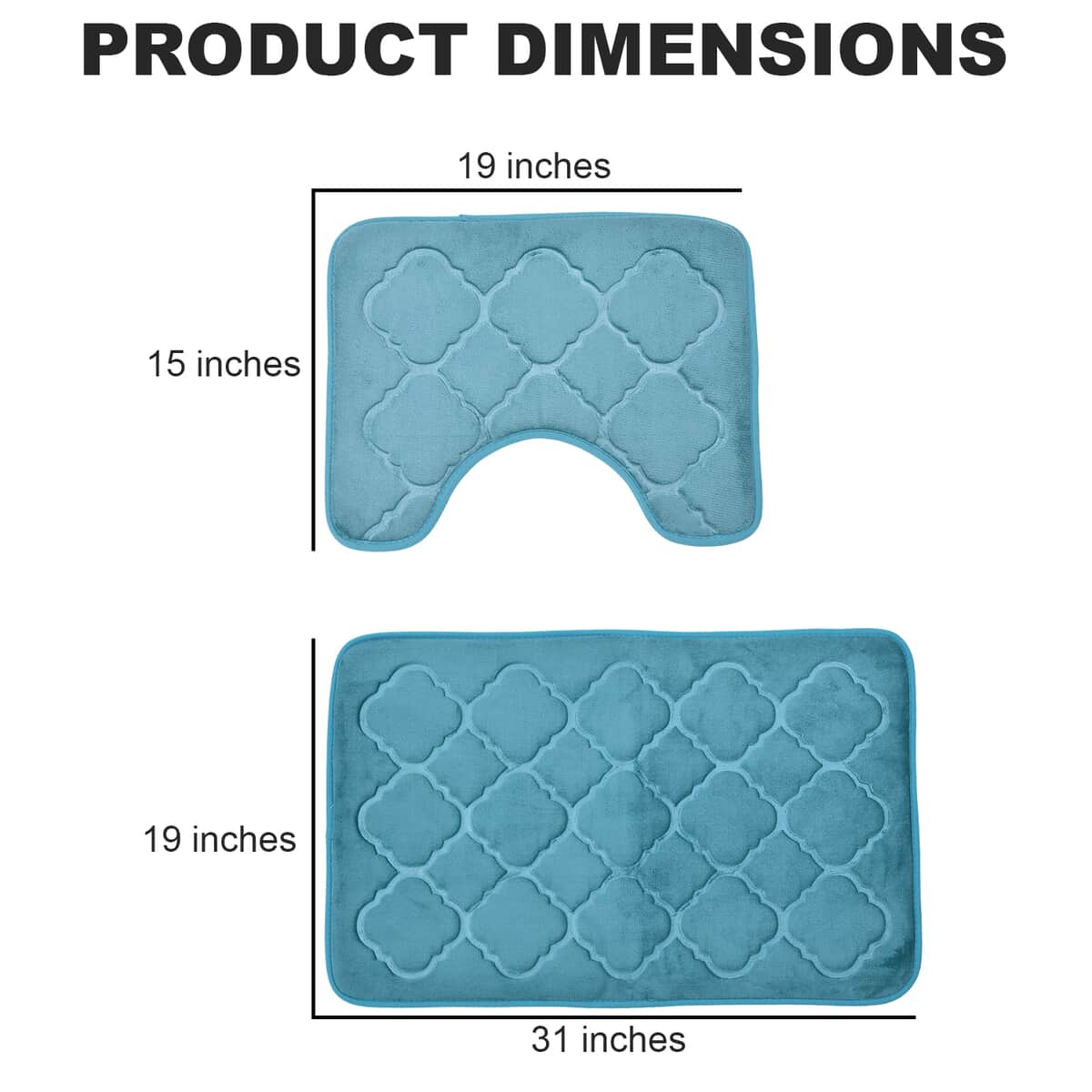 Green Embossed Flannel Rectangular Bathmat and Contour Toilet Mat image number 3