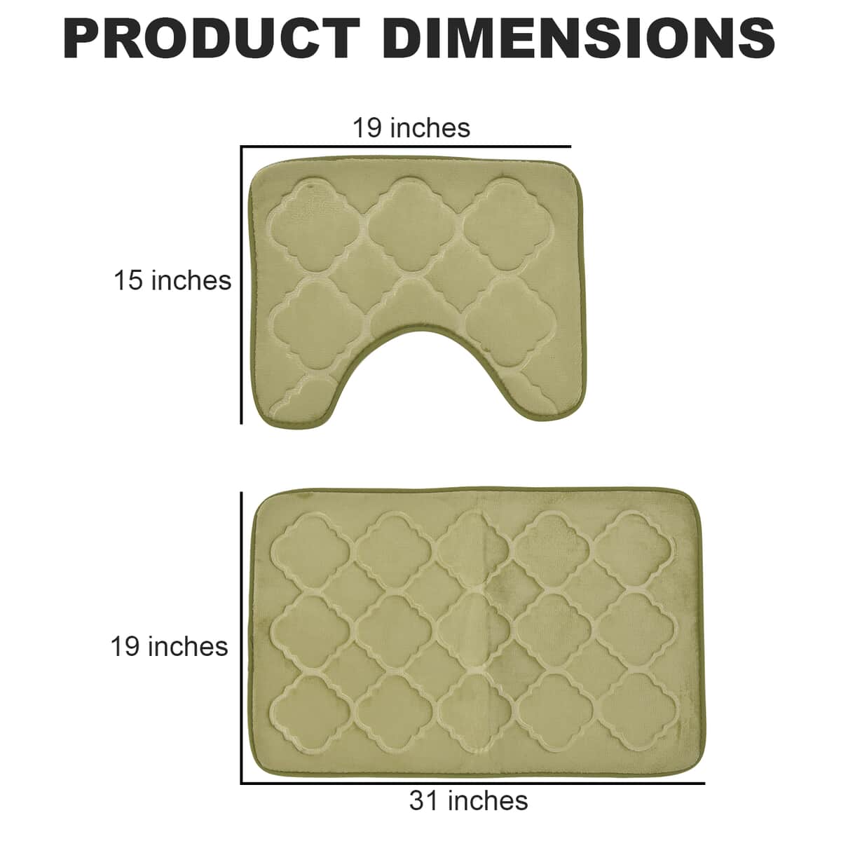 Khaki Embossed Flannel Rectangular Bathmat and Contour Toilet Mat image number 3