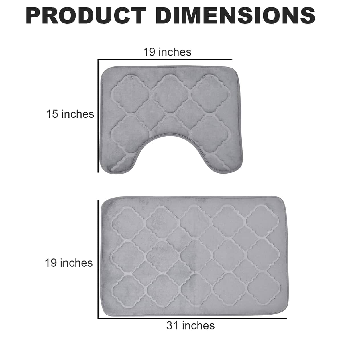 Gray Embossed Flannel Rectangular Bathmat and Contour Toilet Mat image number 3