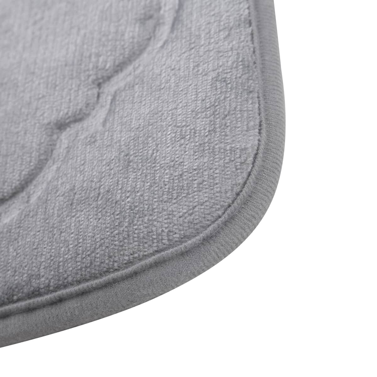Gray Embossed Flannel Rectangular Bathmat and Contour Toilet Mat image number 6