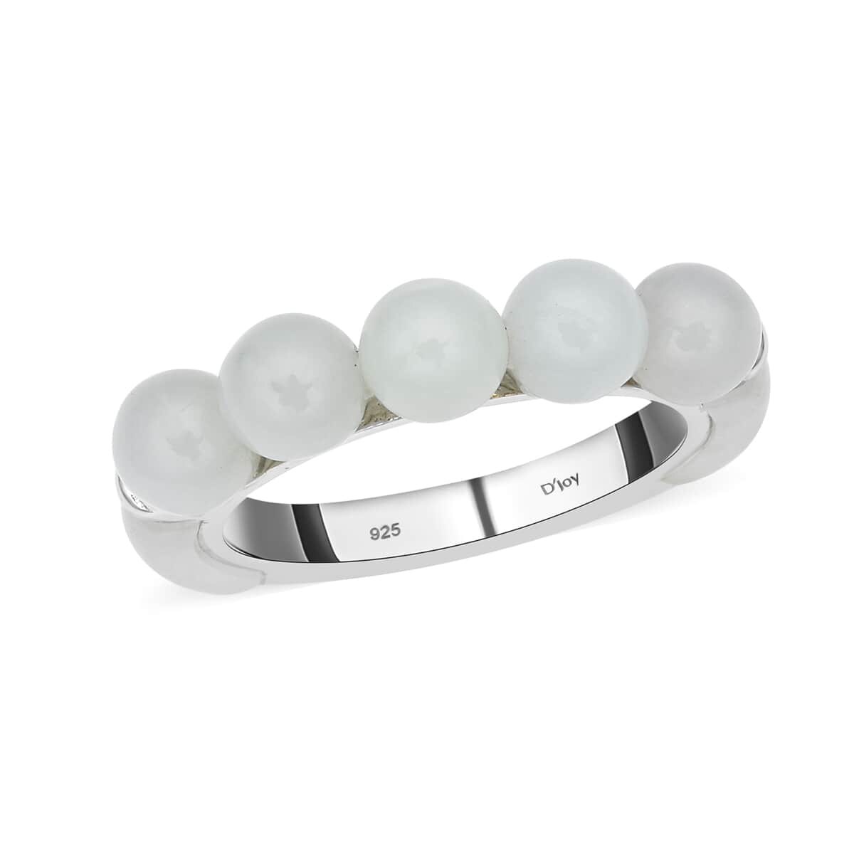 White Jade Beaded Ring in Rhodium Over Sterling Silver (Size 6.0) 8.30 ctw image number 0