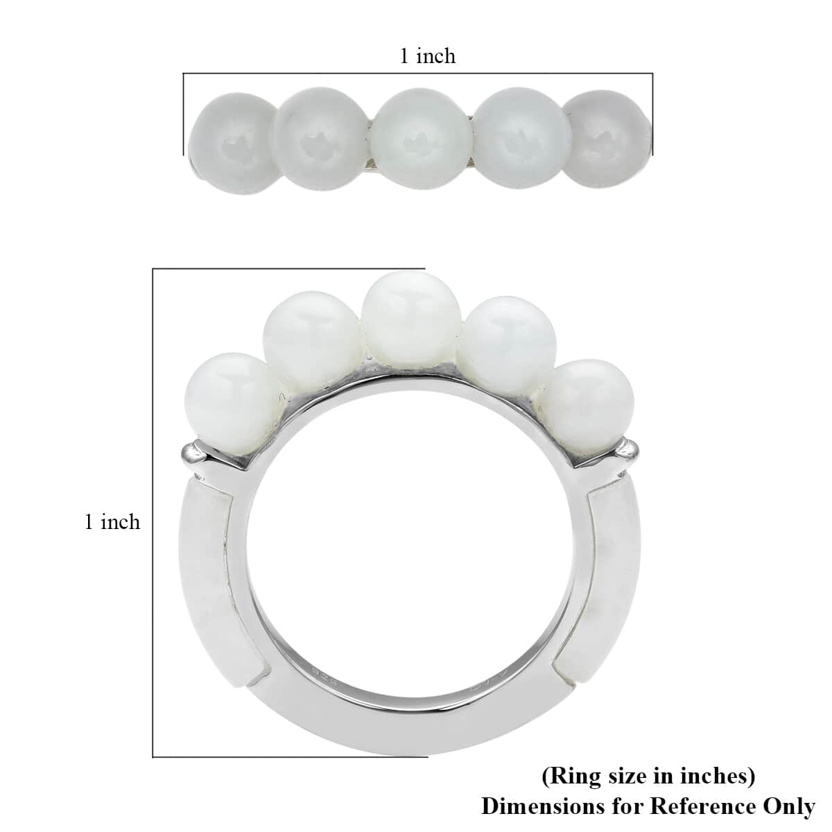 White Jade Beaded Ring in Rhodium Over Sterling Silver (Size 6.0) 8.30 ctw image number 5