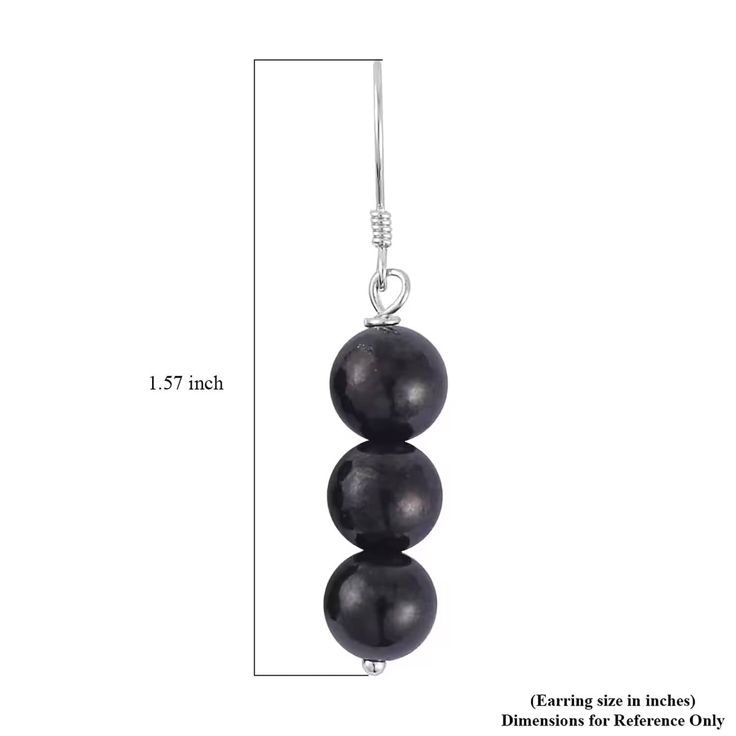 Shungite 7-9mm Beaded Dangle Earrings in Rhodium Over Sterling Silver 17.50 ctw