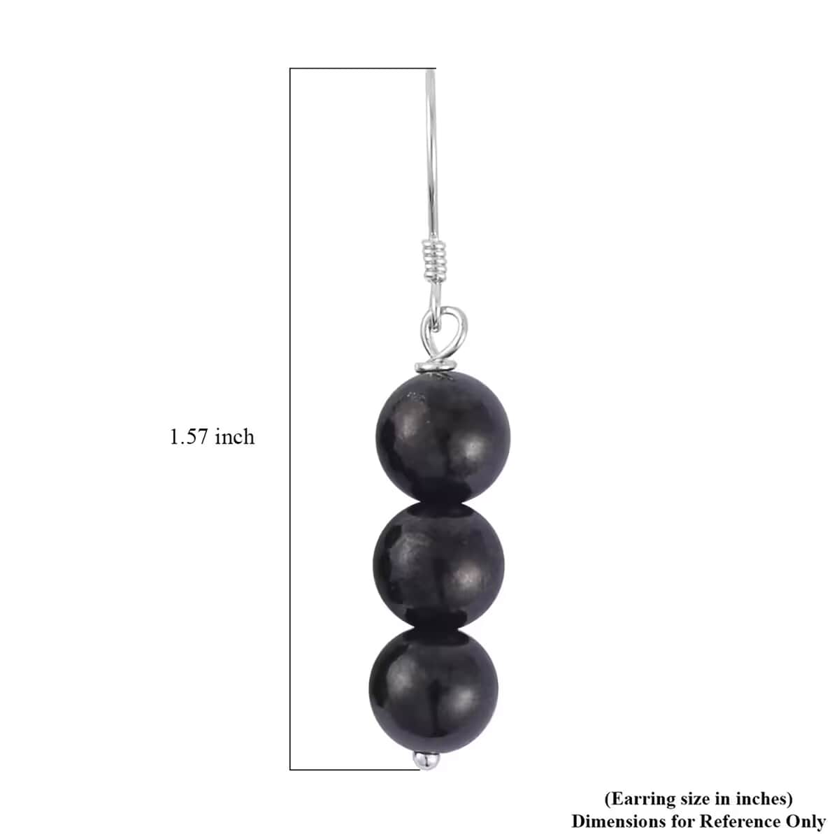 Shungite 7-9mm Beaded Dangle Earrings in Rhodium Over Sterling Silver 17.50 ctw image number 6