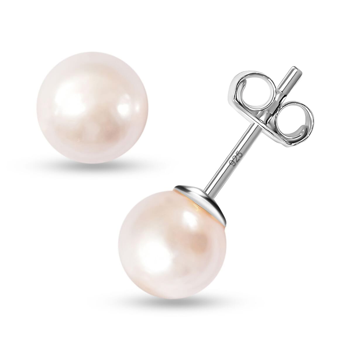 Japanese Akoya Pearl Stud Earrings in Rhodium Over Sterling Silver image number 0