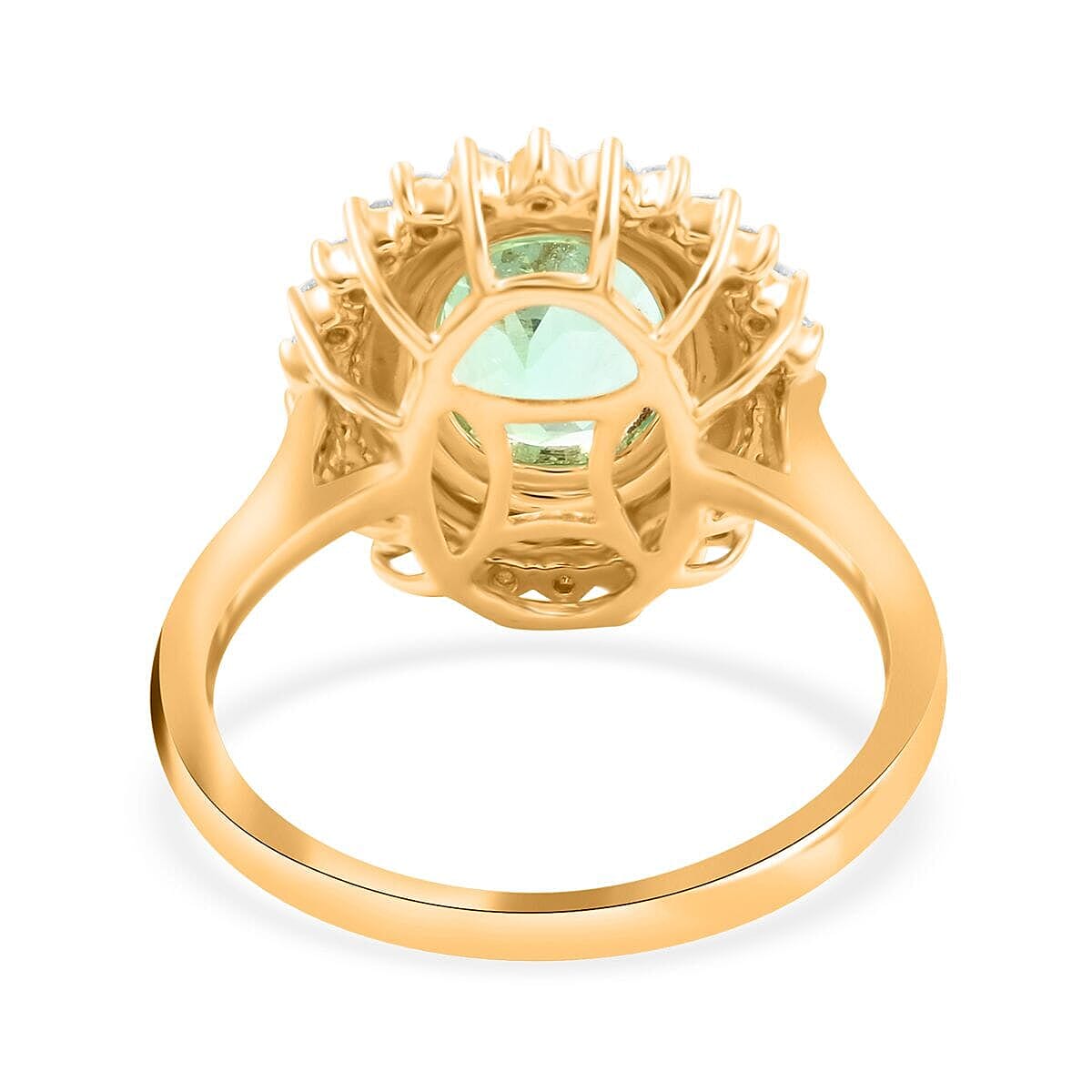 Iliana AAA Boyaca Colombian Emerald and G-H SI Diamond 3.00 ctw Sunburst Ring in 18K Yellow Gold (Size 7.0) 5.40 Grams