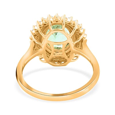 Iliana AAA Boyaca Colombian Emerald and G-H SI Diamond 3.00 ctw Sunburst Ring in 18K Yellow Gold (Size 7.0) 5.40 Grams