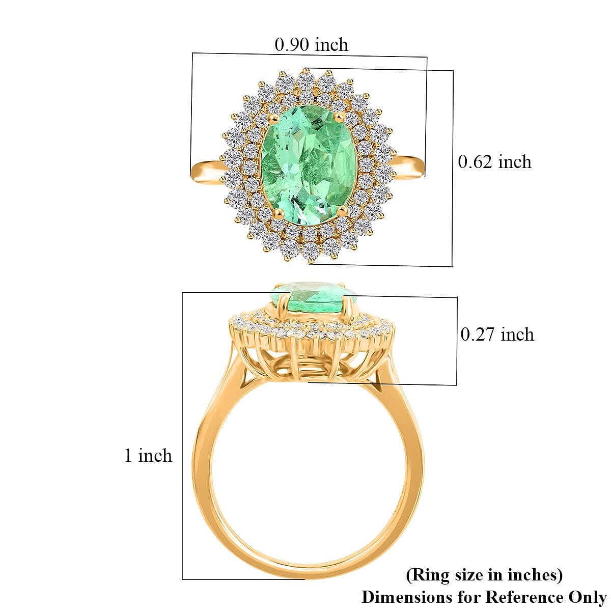 Iliana AAA Boyaca Colombian Emerald and G-H SI Diamond 3.00 ctw Sunburst Ring in 18K Yellow Gold (Size 7.0) 5.40 Grams