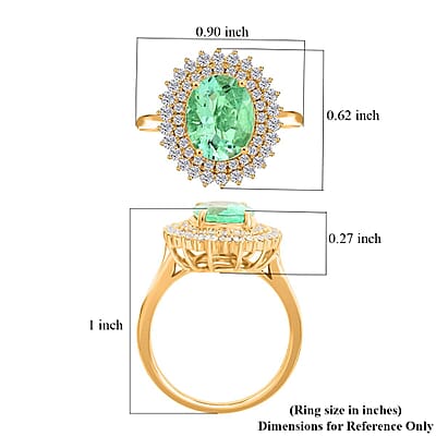 Iliana AAA Boyaca Colombian Emerald and G-H SI Diamond 3.00 ctw Sunburst Ring in 18K Yellow Gold (Size 7.0) 5.40 Grams
