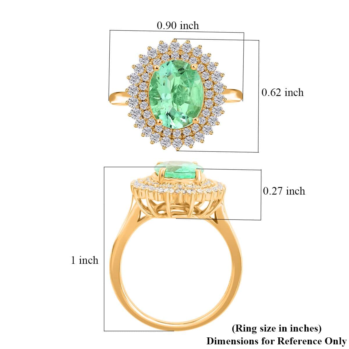 Iliana 18K Yellow Gold AAA Boyaca Colombian Emerald and G-H SI Diamond Sunburst Ring (Size 7.0) 5.40 Grams 3.00 ctw image number 5
