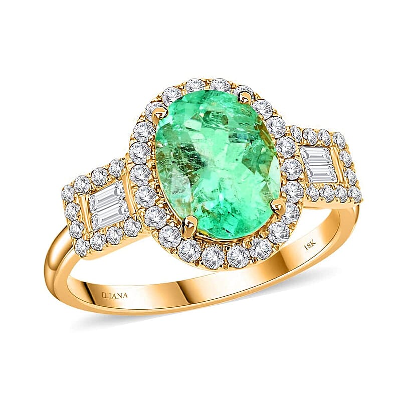 One Of A Kind Certified & Appraised Iliana AAA Boyaca Colombian Emerald and G-H SI Diamond 2.35 ctw Ring in 18K Yellow Gold (Size 7.0)