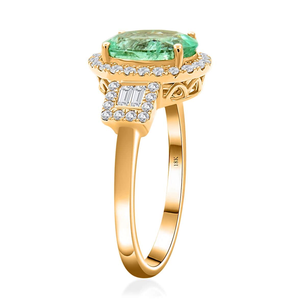 One Of A Kind Certified & Appraised Iliana 18K Yellow Gold AAA Boyaca Colombian Emerald and G-H SI Diamond Ring (Size 7.0) 2.35 ctw image number 2