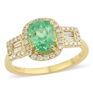 One Of A Kind Iliana 18K Yellow Gold AAA Boyaca Colombian Emerald and G-H SI Diamond Ring (Size 7.0) 6 Grams 2.40 ctw