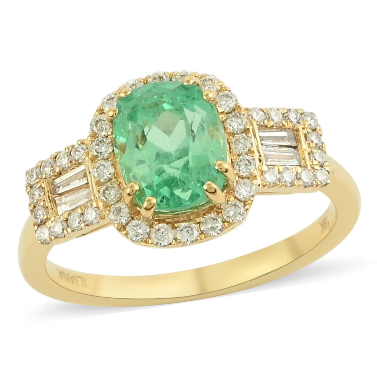 One Of A Kind Iliana 18K Yellow Gold AAA Boyaca Colombian Emerald and G-H SI Diamond Ring (Size 7.0) 6 Grams 2.40 ctw image number 0