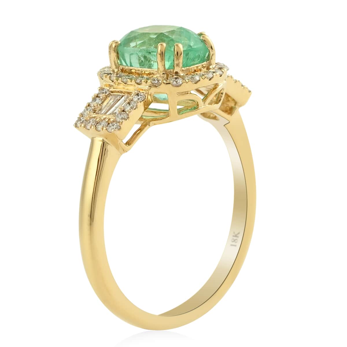 One Of A Kind Iliana 18K Yellow Gold AAA Boyaca Colombian Emerald and G-H SI Diamond Ring (Size 7.0) 6 Grams 2.40 ctw image number 2