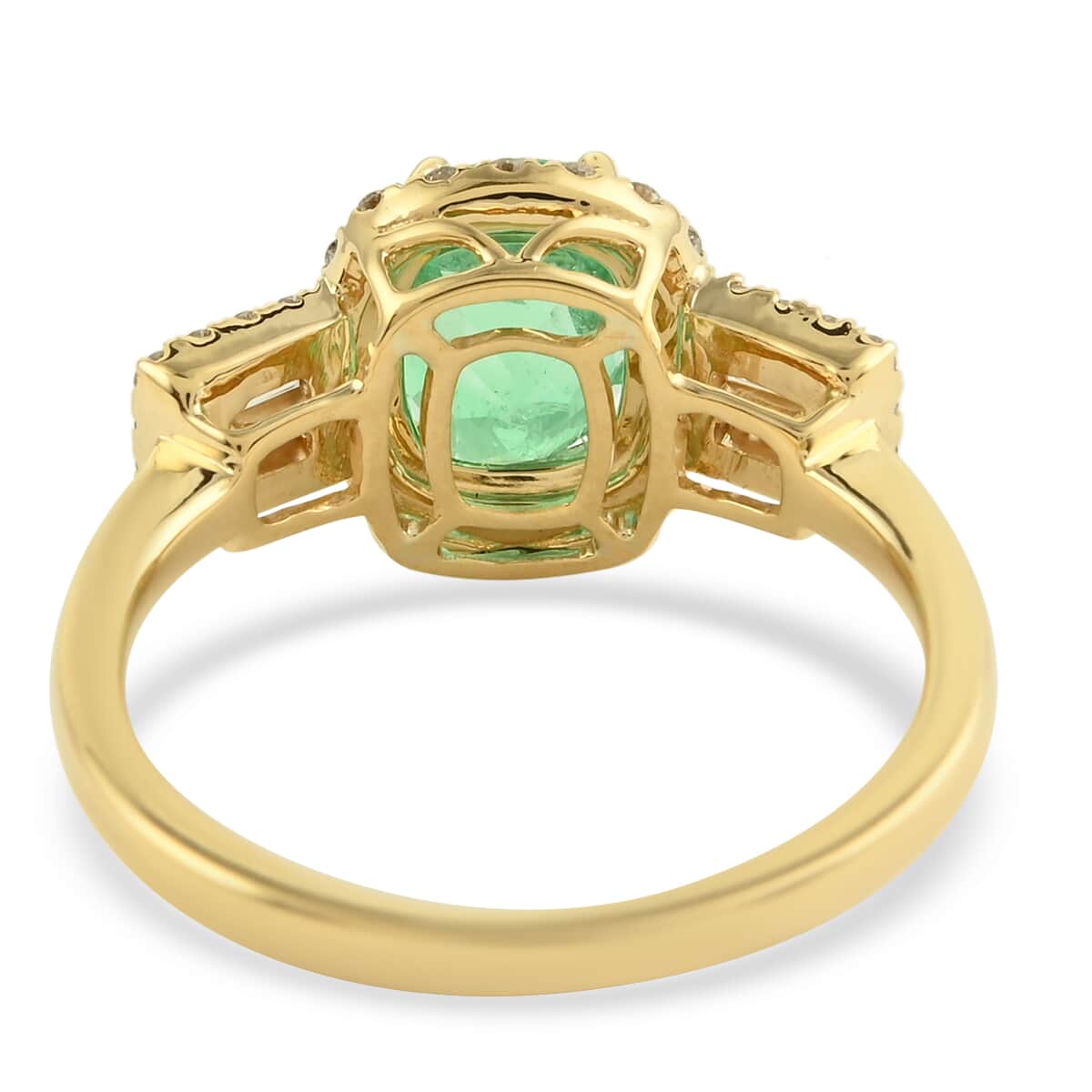 One Of A Kind Iliana 18K Yellow Gold AAA Boyaca Colombian Emerald and G-H SI Diamond Ring (Size 7.0) 6 Grams 2.40 ctw image number 3