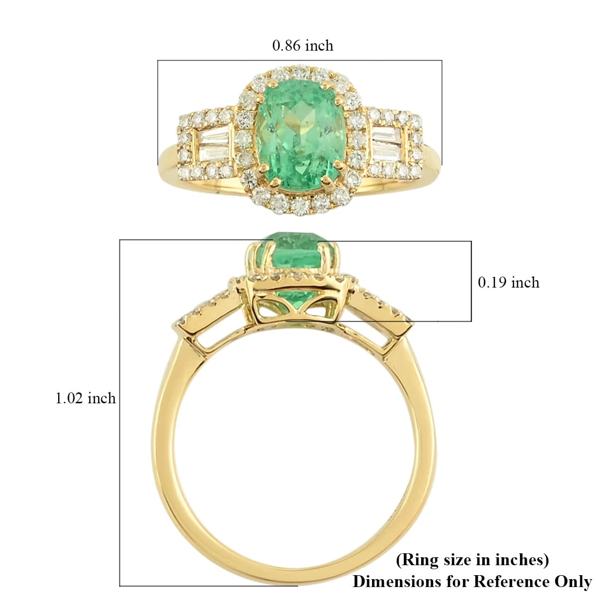 One Of A Kind Iliana 18K Yellow Gold AAA Boyaca Colombian Emerald and G-H SI Diamond Ring (Size 7.0) 6 Grams 2.40 ctw image number 4