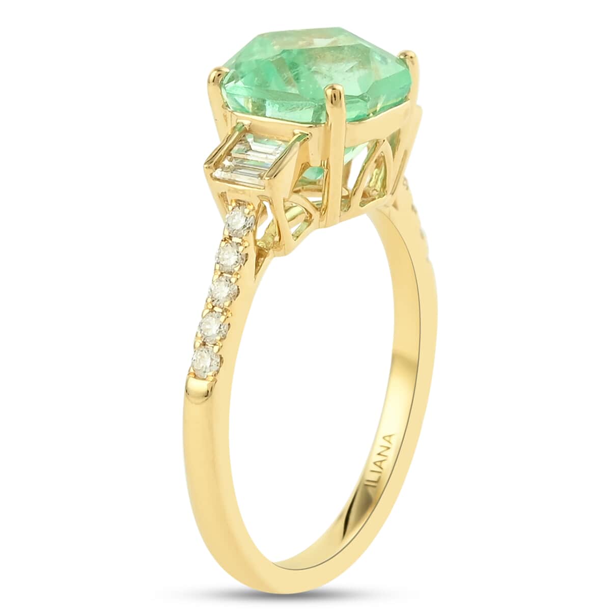 One Of A Kind Iliana 18K Yellow Gold AAA Boyaca Colombian Emerald and G-H SI Diamond Ring (Size 7.0) 2.90 ctw image number 2