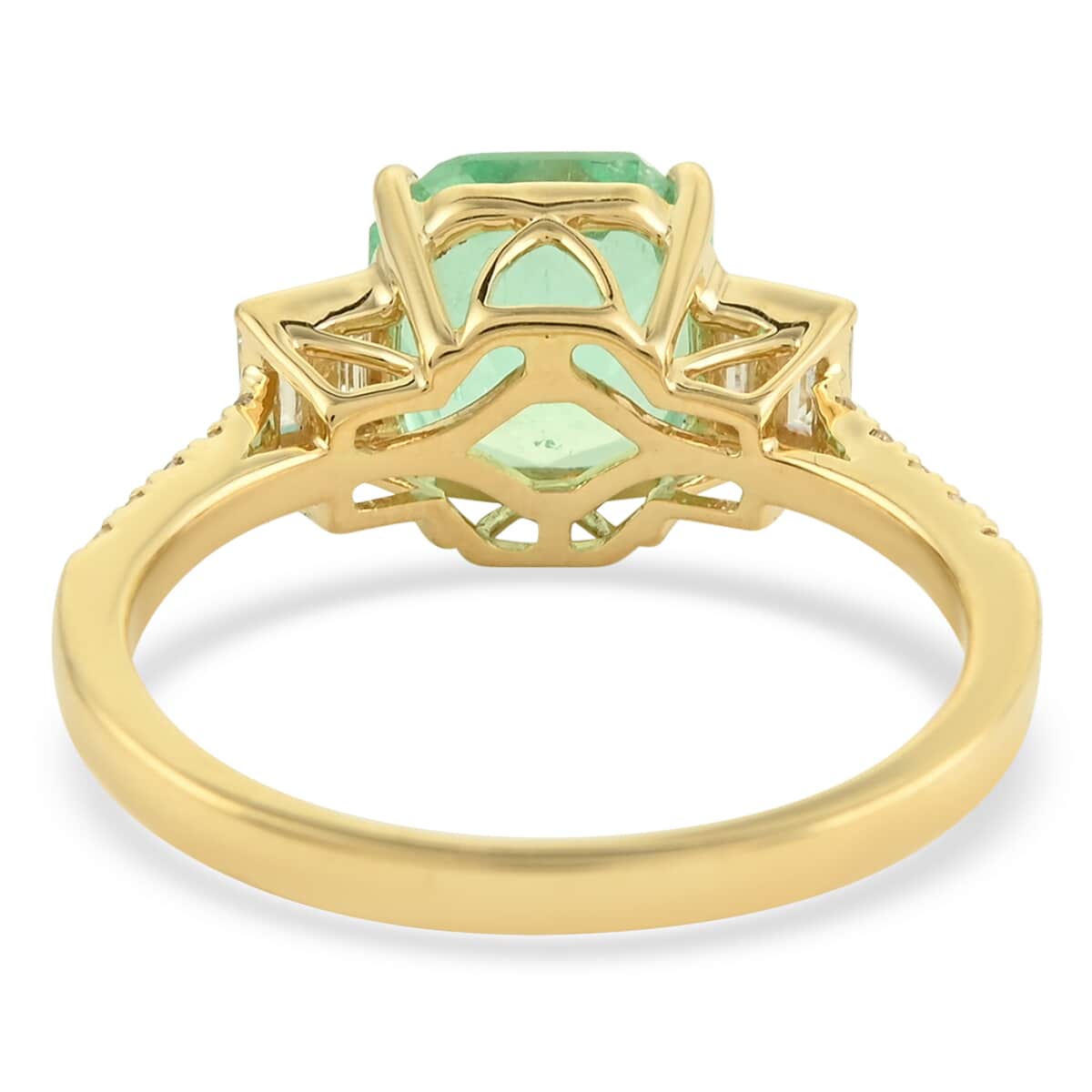 One Of A Kind Iliana 18K Yellow Gold AAA Boyaca Colombian Emerald and G-H SI Diamond Ring (Size 7.0) 2.90 ctw image number 3