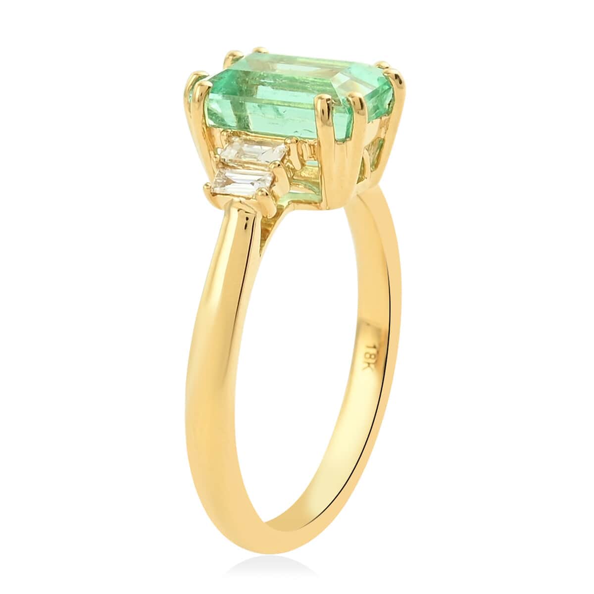 One of a Kind ILIANA 18K Yellow Gold AAA Boyaca Colombian Emerald and Diamond G-H SI Ring 3.85 Grams 2.05 ctw image number 2