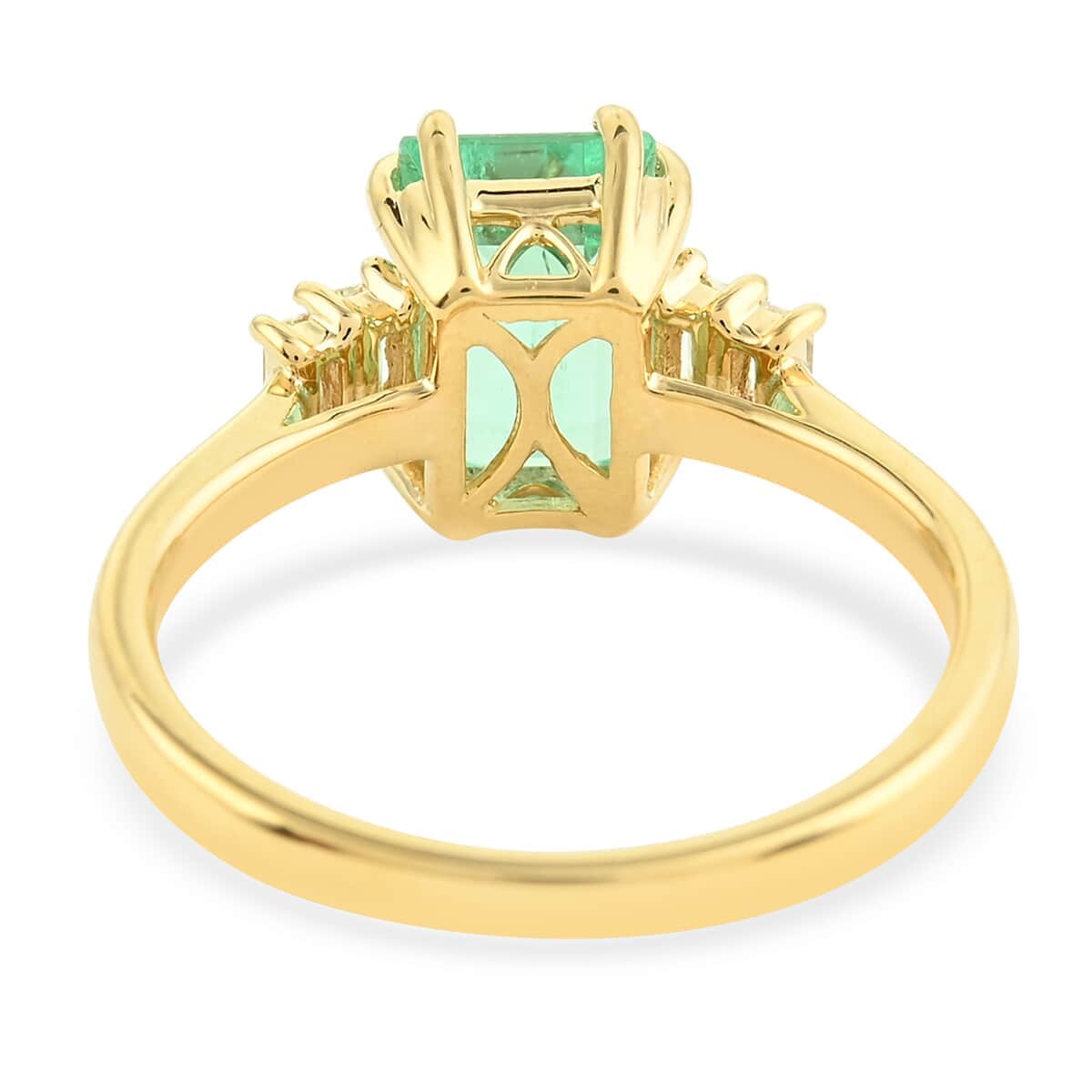 One of a Kind ILIANA 18K Yellow Gold AAA Boyaca Colombian Emerald and Diamond G-H SI Ring 3.85 Grams 2.05 ctw image number 3