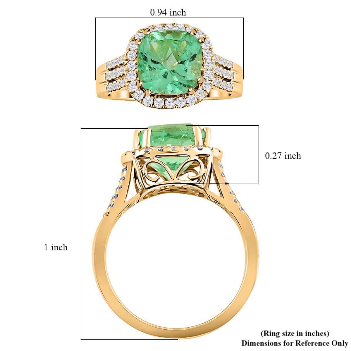 One Of A Kind Iliana 18K Yellow Gold AAA Boyaca Colombian Emerald and G-H SI Diamond Ring (Size 7.0) 6 Grams 4.15 ctw image number 4
